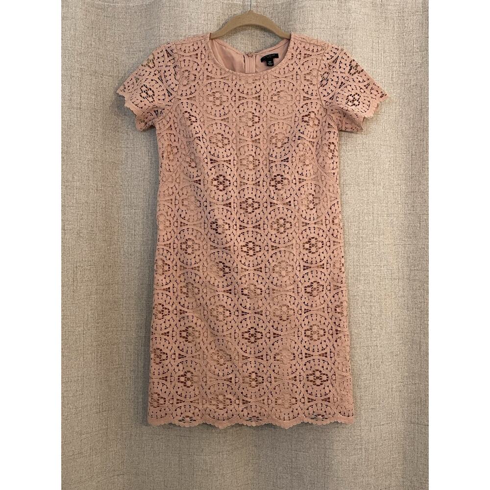Ann Taylor Factory Women’s Pink Lace Lined Dress Size Petite Size 0P